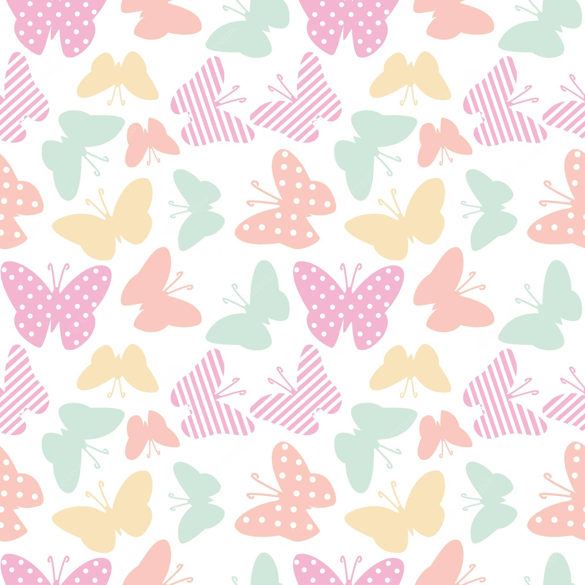 Stribede og prikkede pastelfarvede sommerfugle Wallpaper