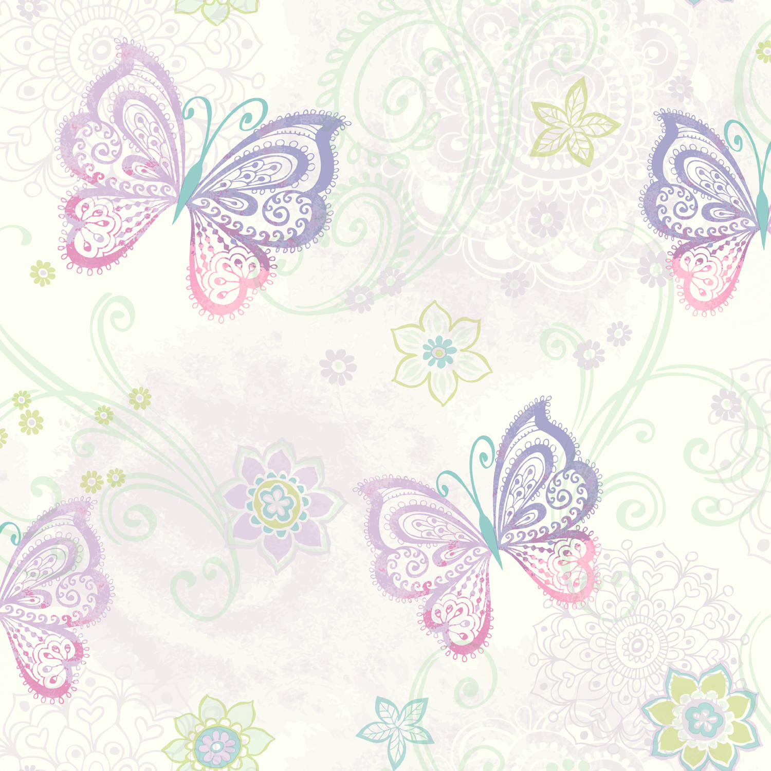 Fantasia Boho Purple Pastel Butterflies Wallpaper