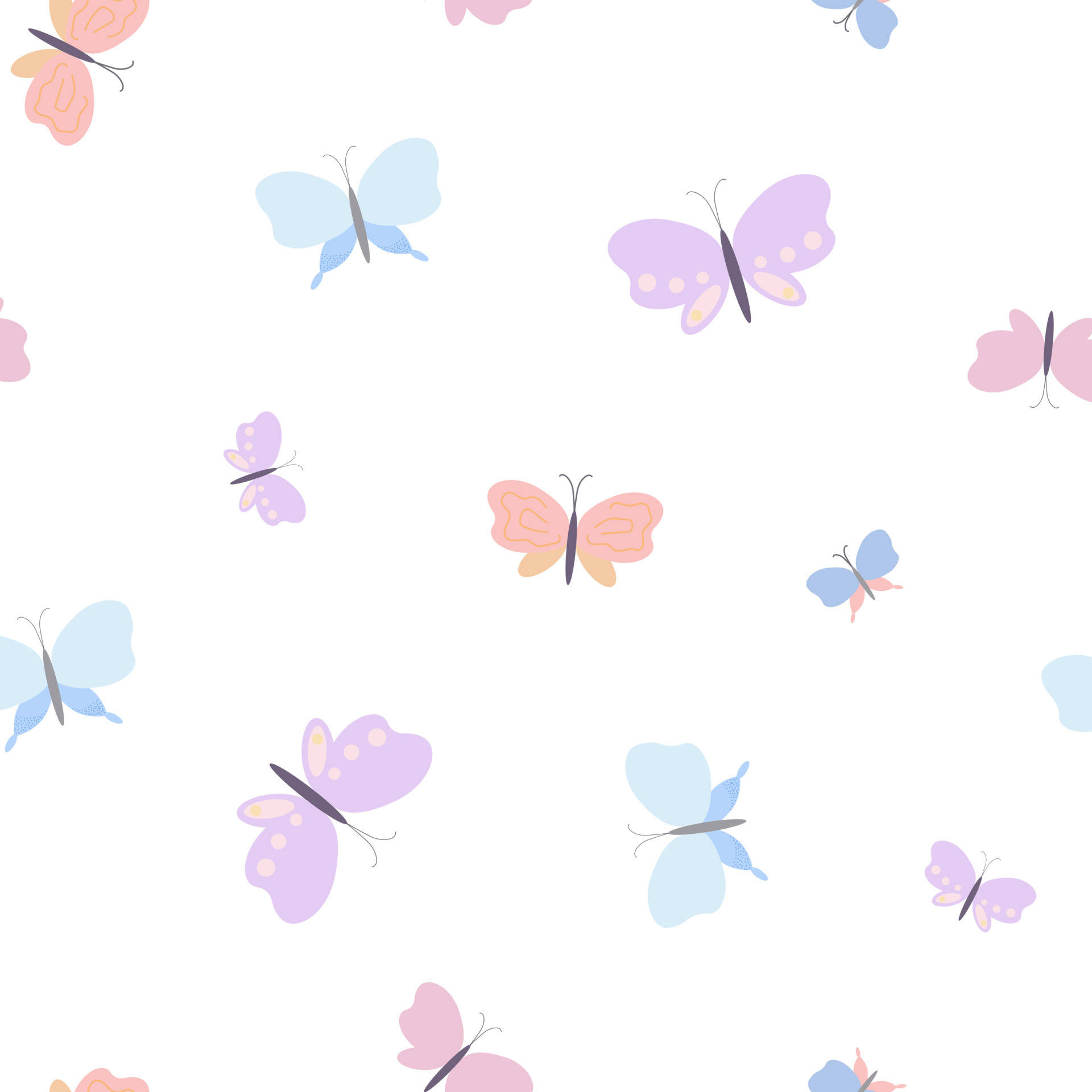 Tiny And Cute Pastel Butterflies Wallpaper