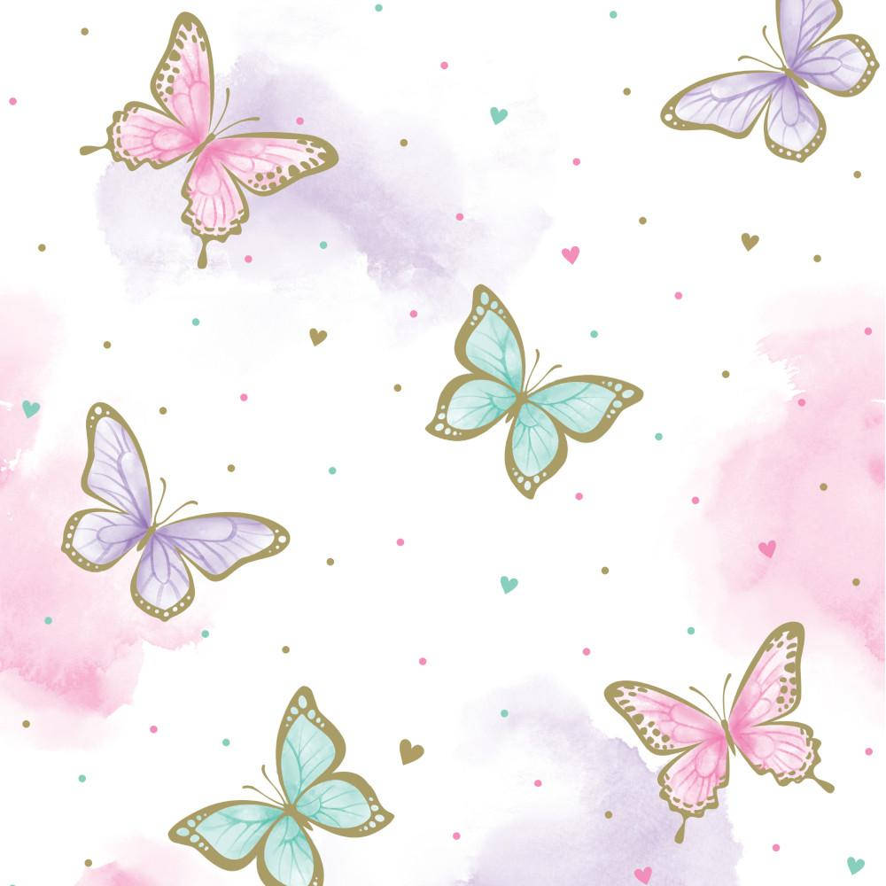 Small Hearts And Pastel Butterfly Wallpaper
