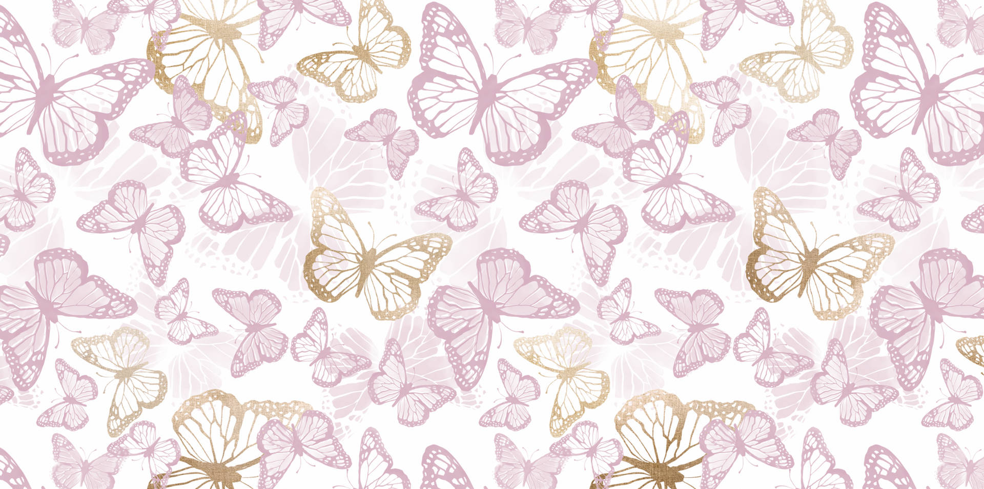 Patronesde Mariposas En Tonos Pastel Morados Desvanecidos. Fondo de pantalla