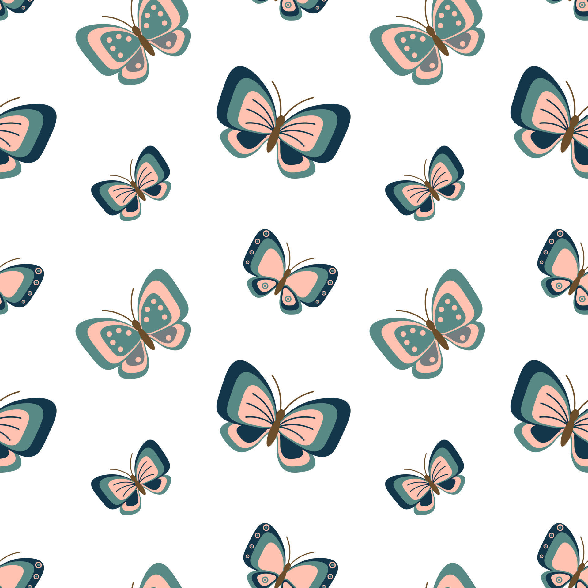 Rosaund Türkis Pastell Schmetterlinge Wallpaper