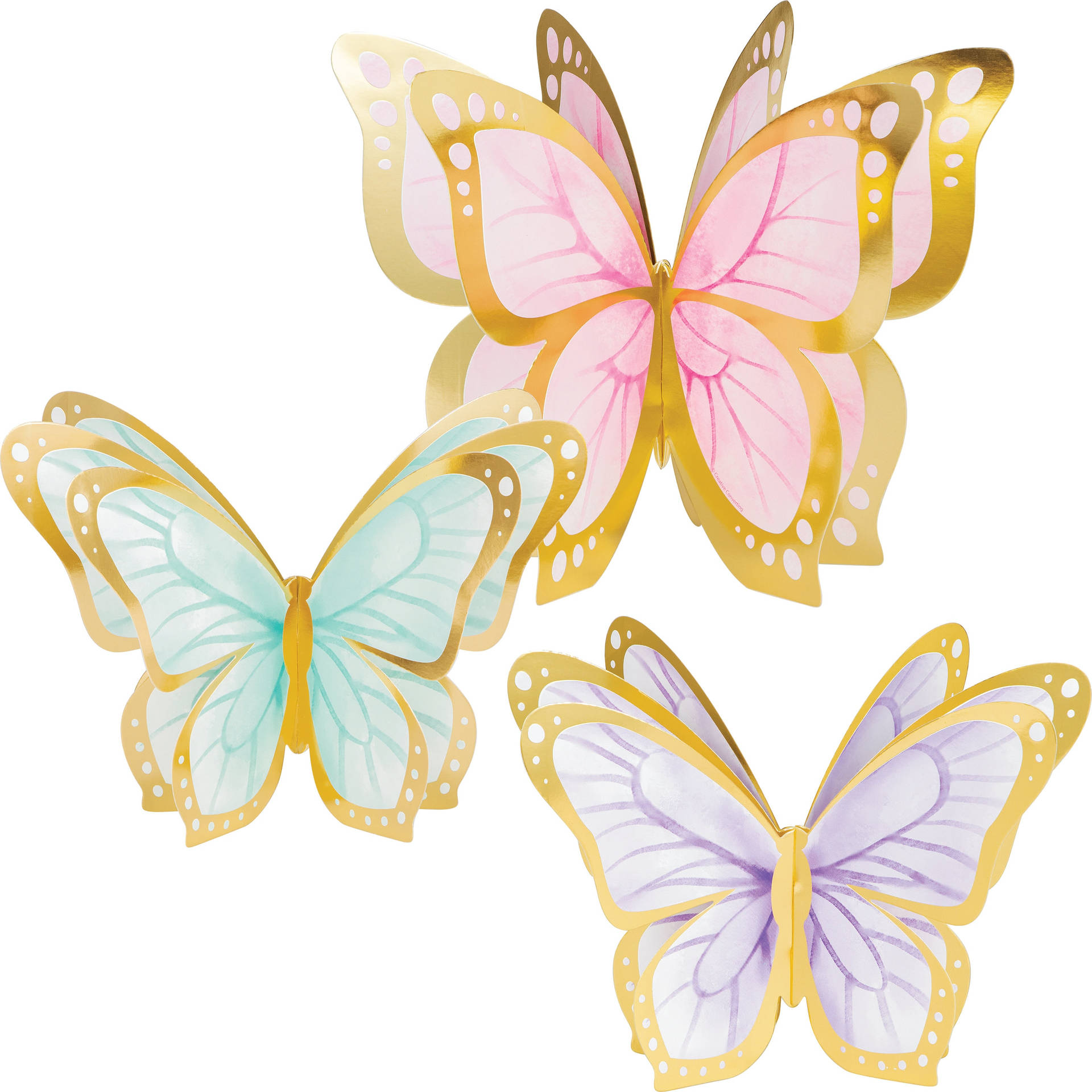 Blå pink og lilla pastel sommerfugle Wallpaper