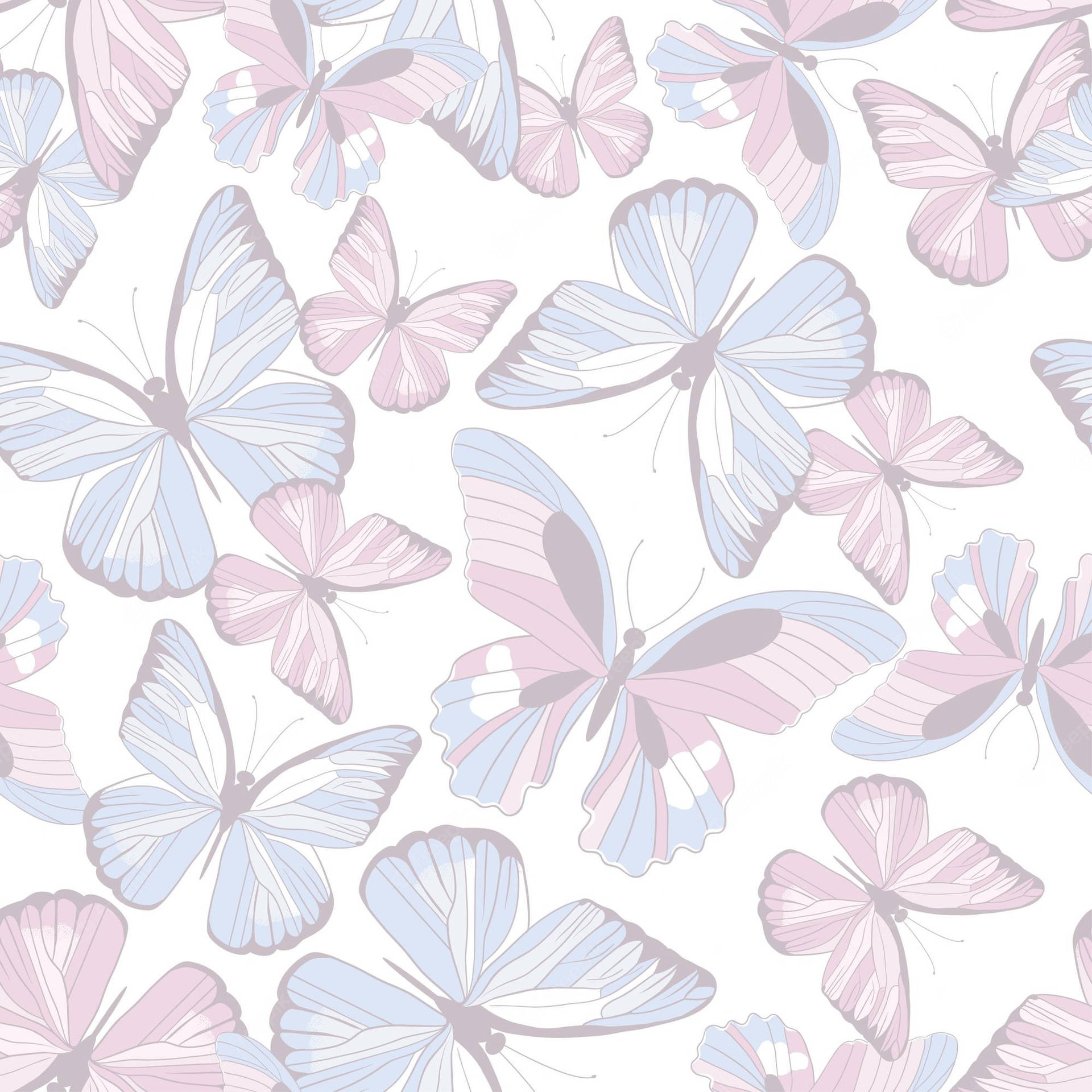 Pastellfärgadefjärilar I Blått Och Lila. Wallpaper