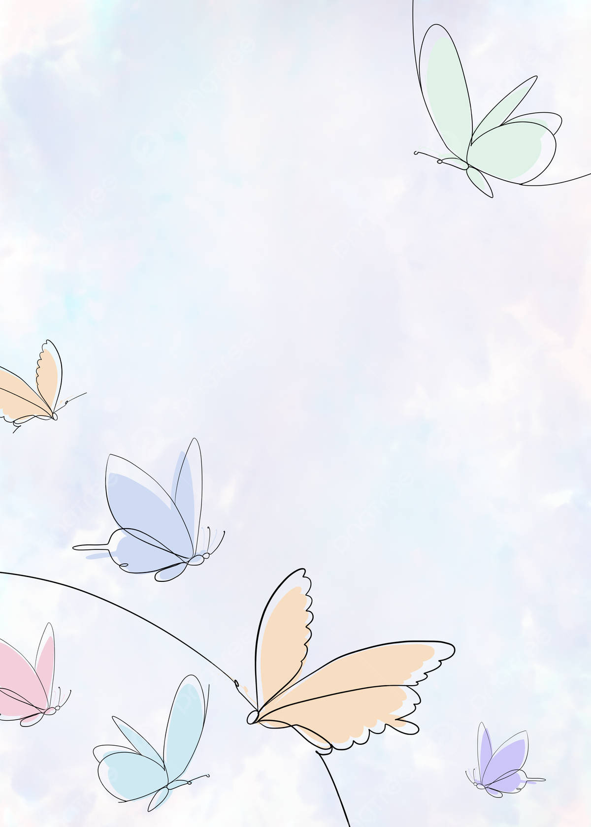 Beautiful Pastel Butterflies Digital Art Wallpaper
