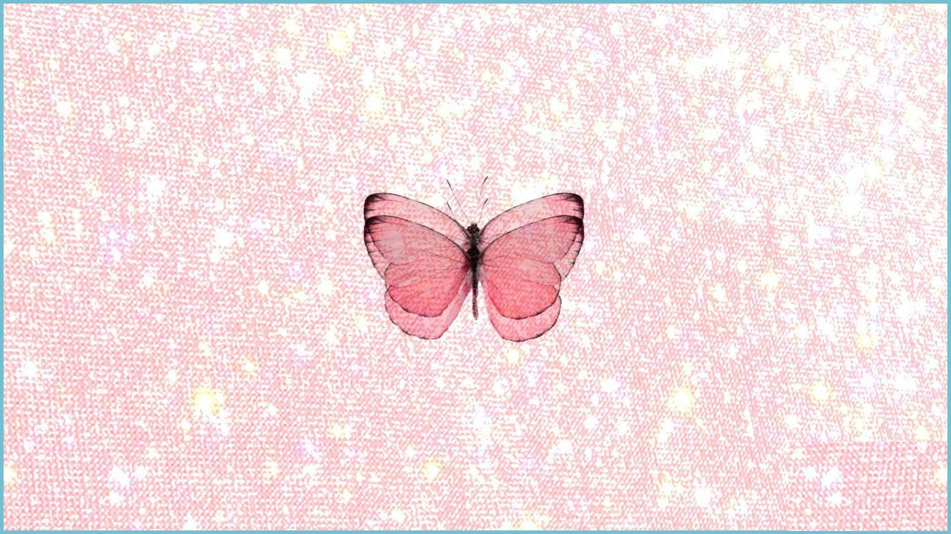 Gorgeous Sparkling Pink Pastel Butterfly Wallpaper