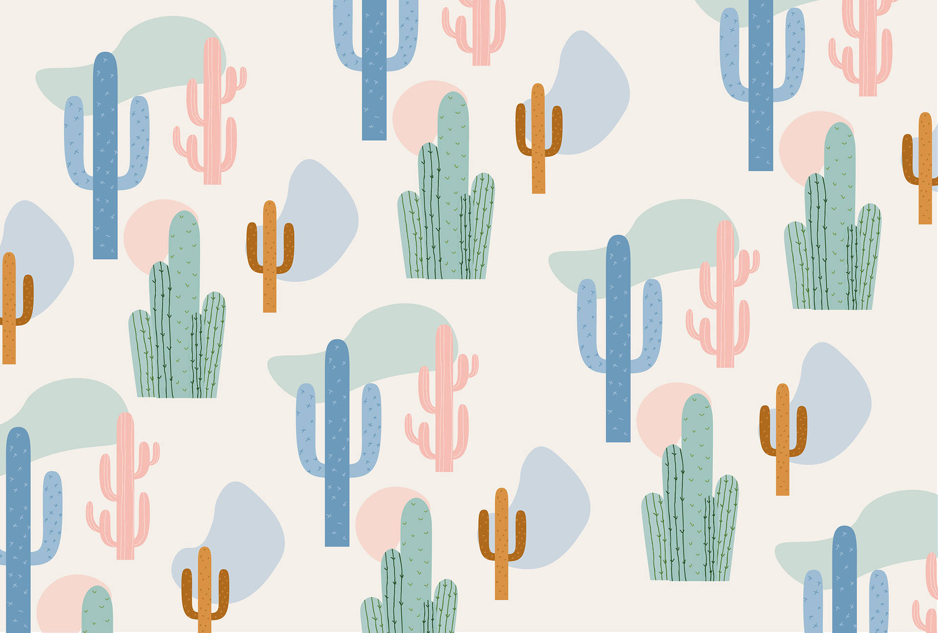 Pastel Cactus Baby Pink Wall Art Pattern Desktop Wallpaper