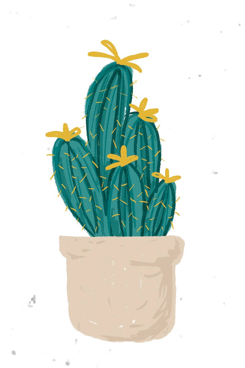 Pastel Cactus On Flower Pot Wallpaper