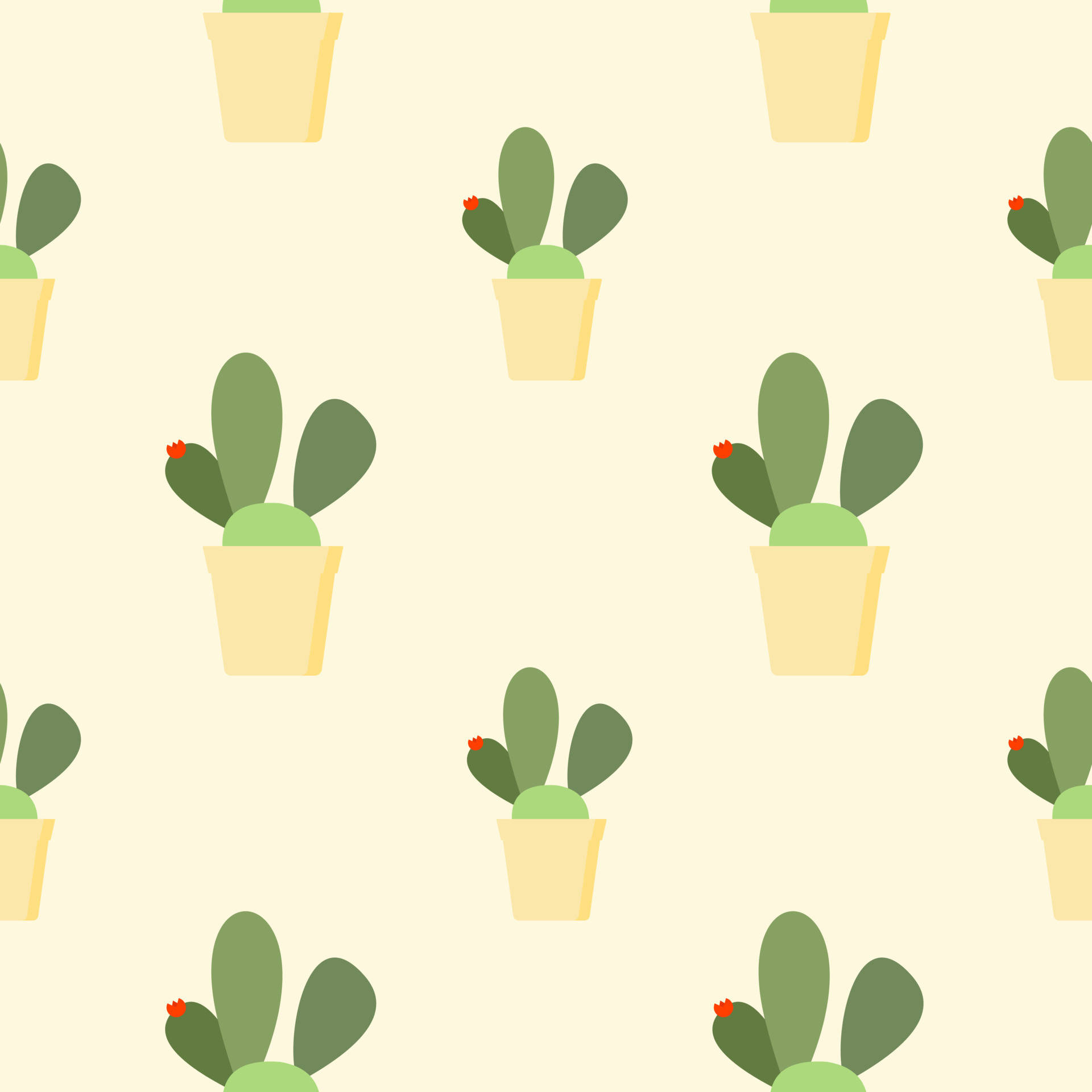 Pastel Cactus Pot In Yellow Pattern Wallpaper