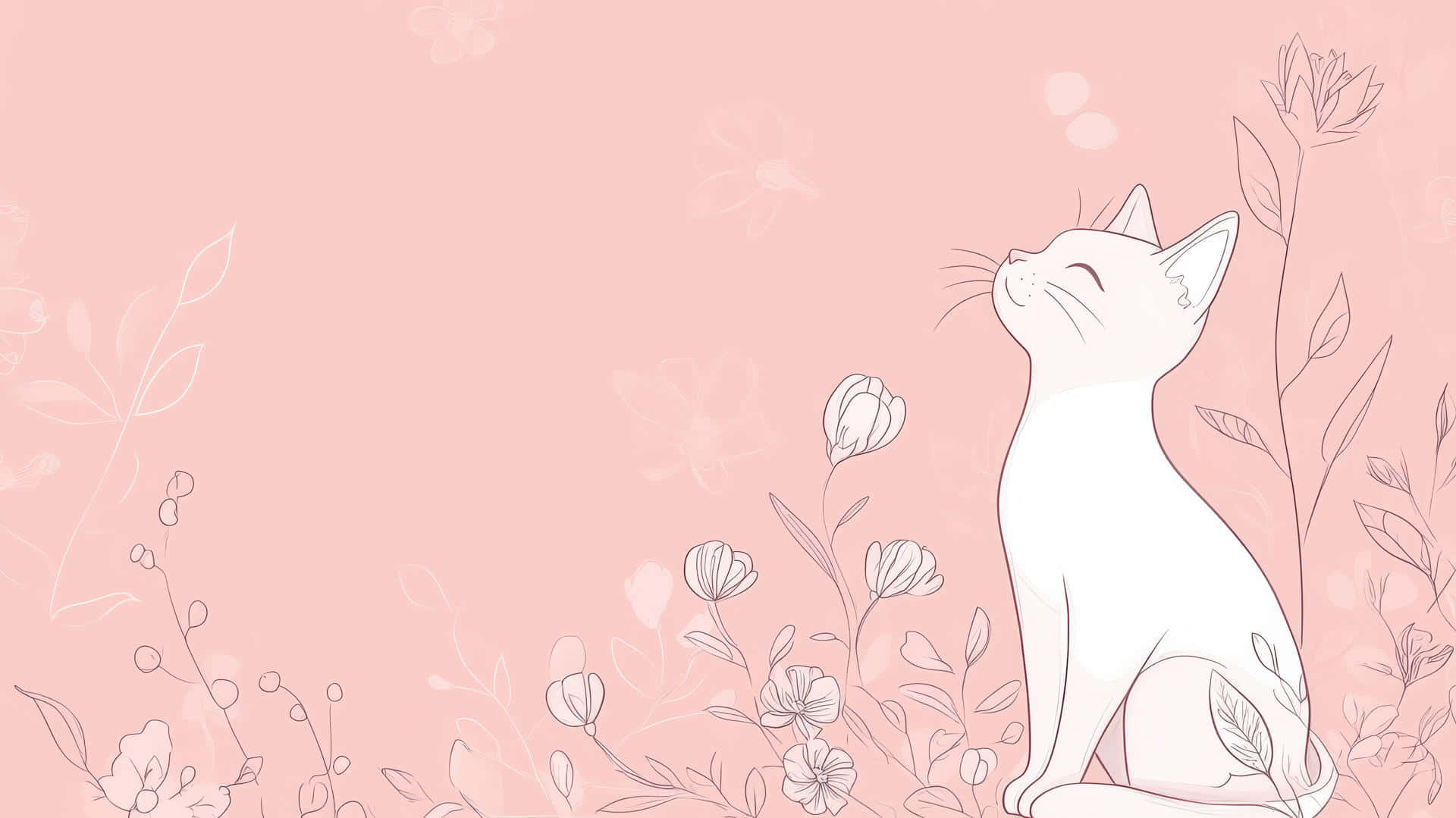 Pastel Cat Floral Dream Wallpaper