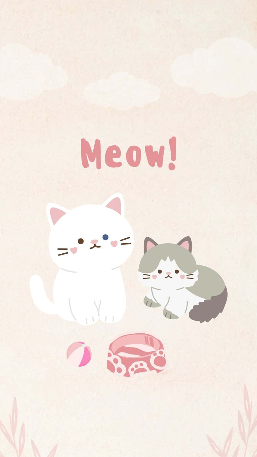 Ilustrasi Kucing Teman Pastel Meow Wallpaper