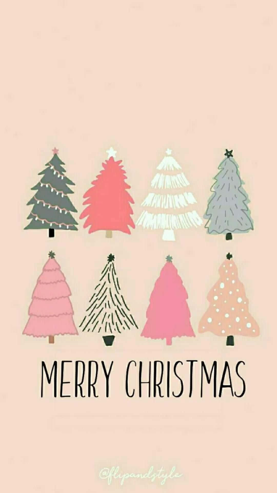Pastel Christmas Trees Aesthetic Wallpaper