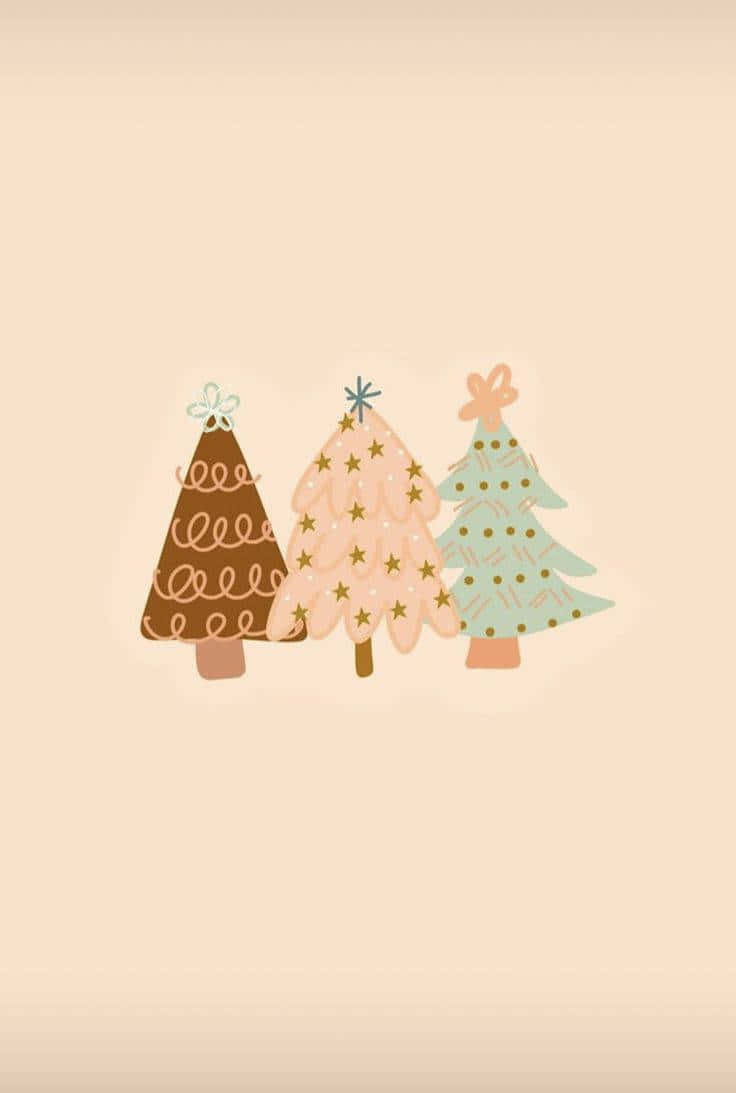 Pastel_ Christmas_ Trees_ Illustration Wallpaper
