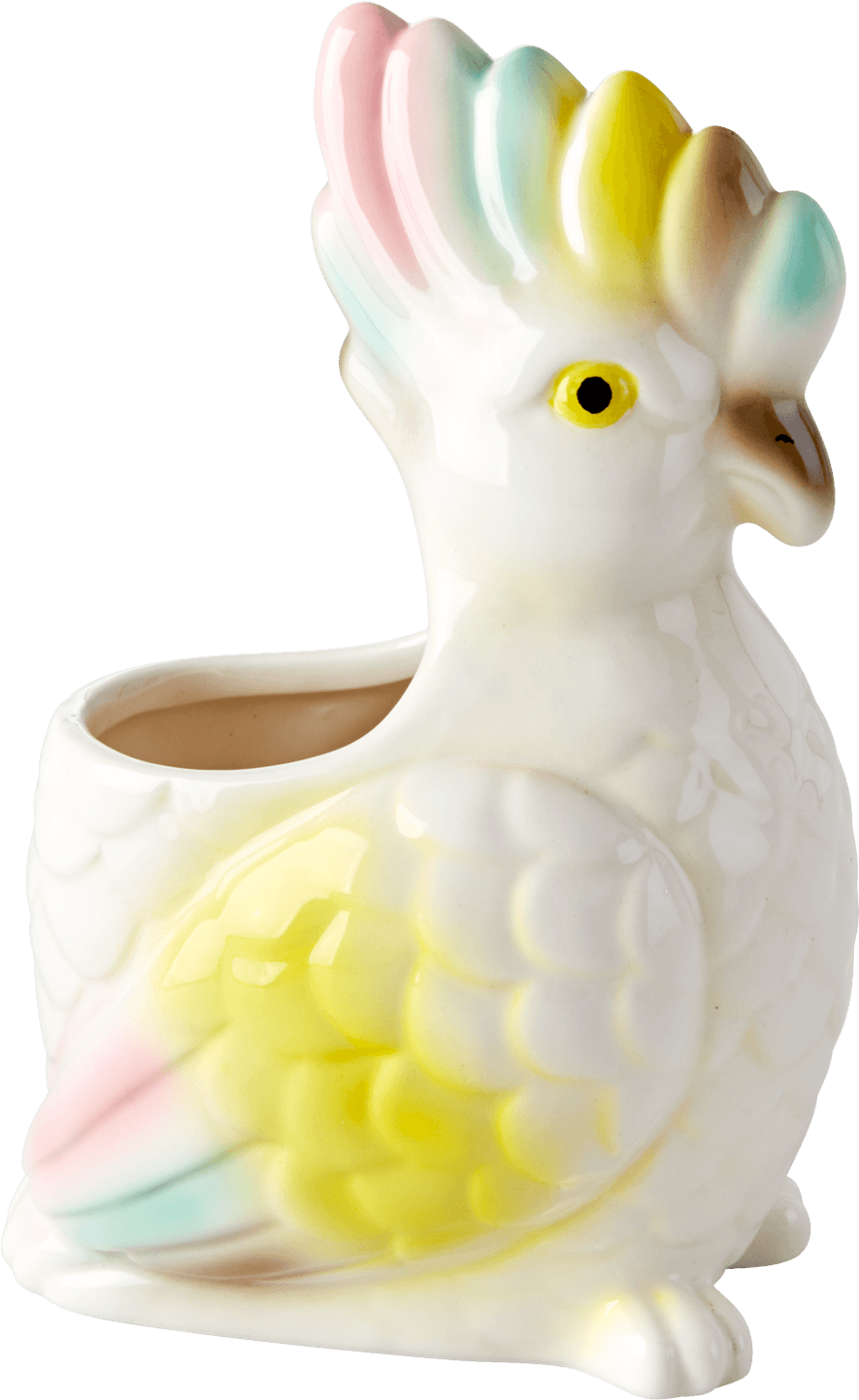 Pastel Cockatoo Ceramic Planter PNG