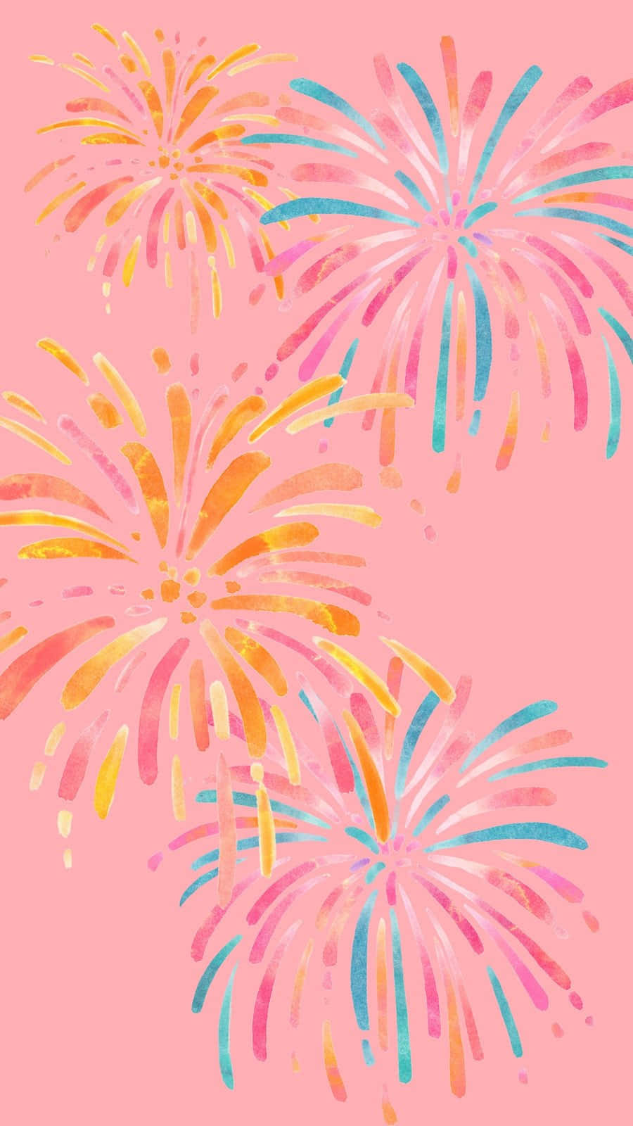 Pastel Color Fireworks Graphic Art Wallpaper