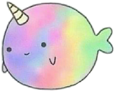 Pastel Colored Cartoon Narwhal.png PNG