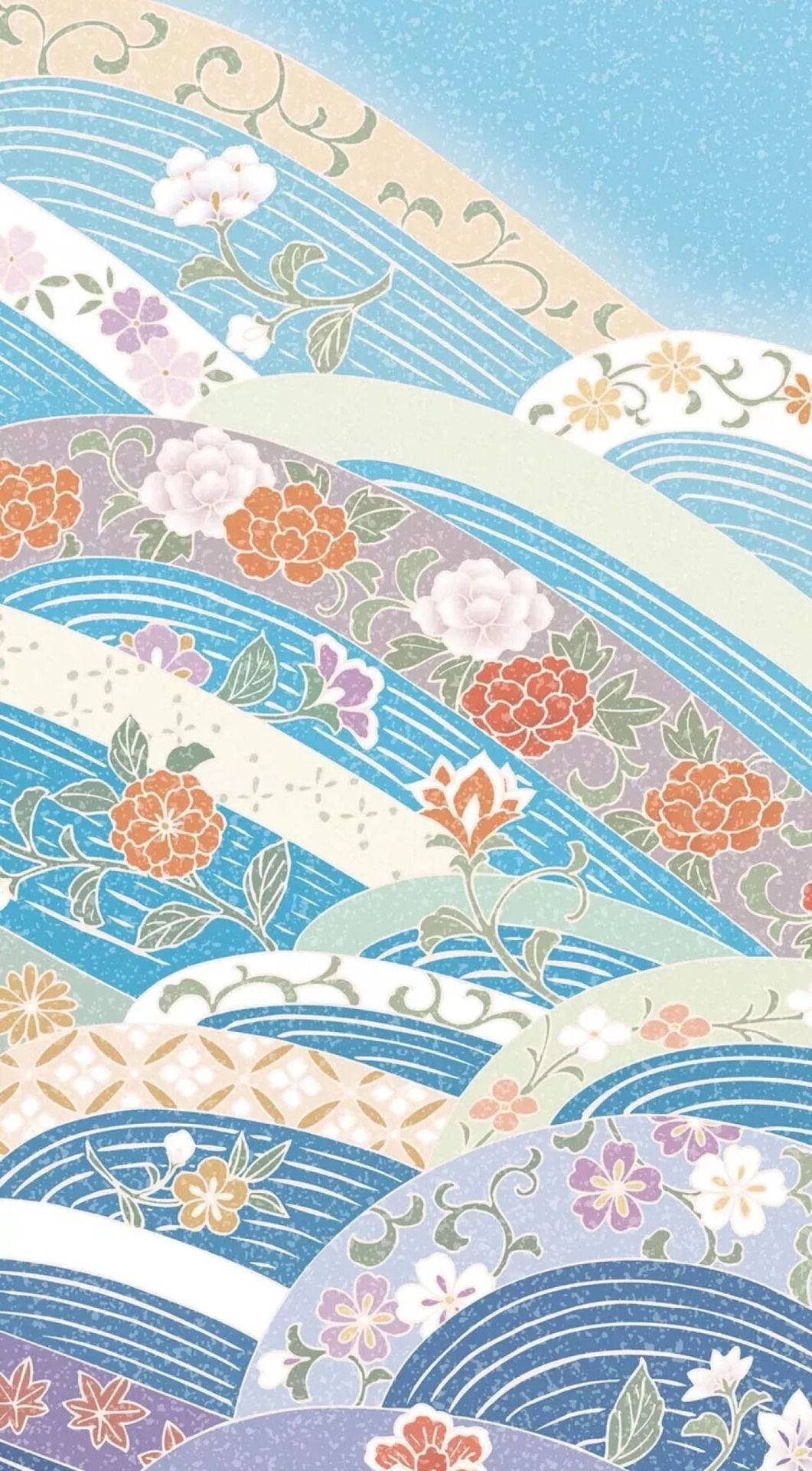Pastel Colored Flower Pattern Wallpaper
