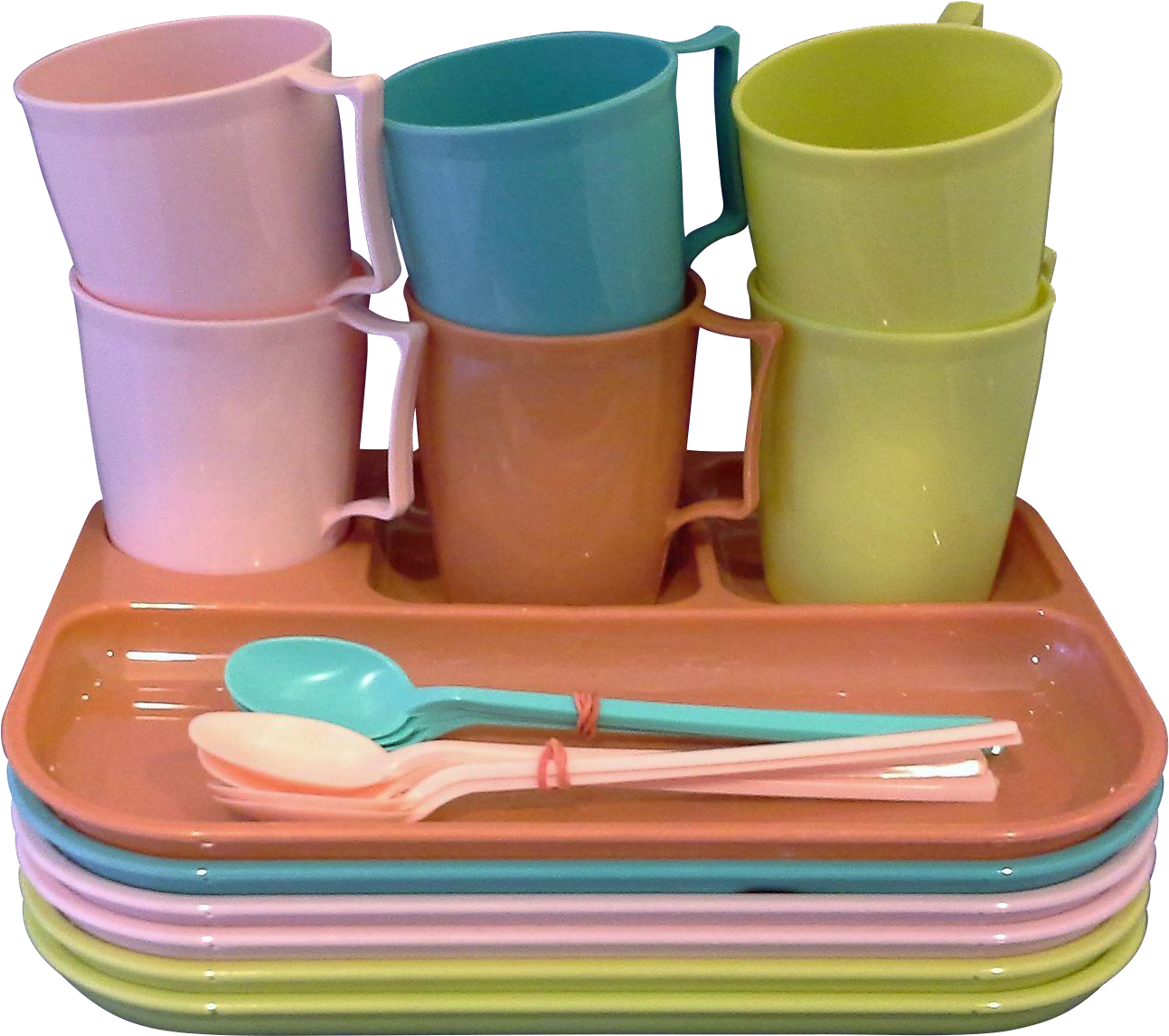 Pastel Colored Kitchenware Set PNG