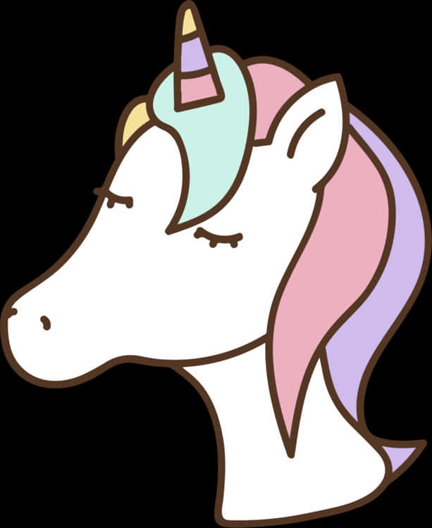 Pastel Colored Unicorn Head Graphic PNG