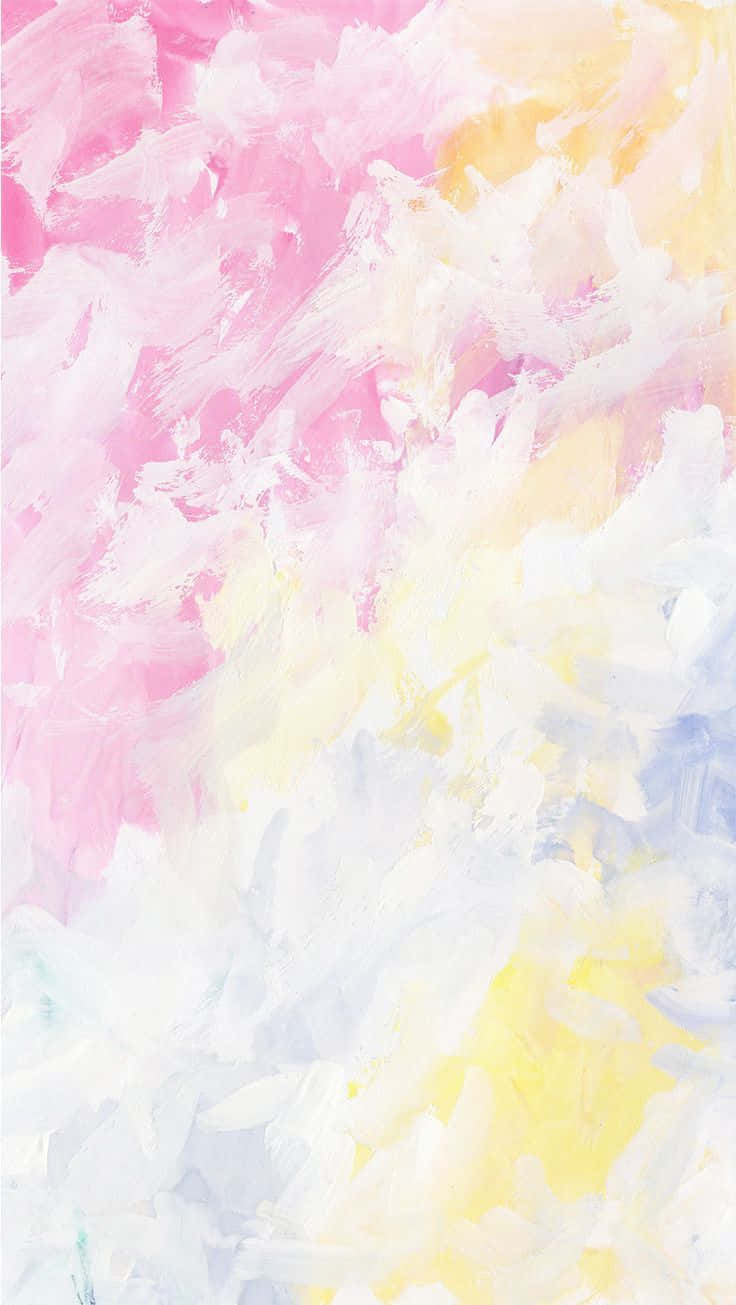 A Painting Of A Pink, Yellow, And Blue Sky