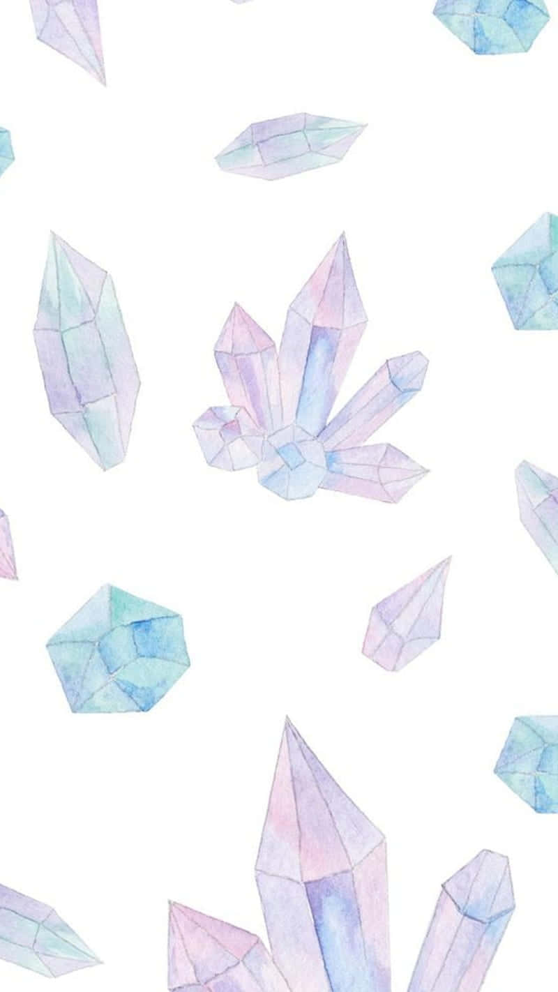 Aquarellkristalle Auf Weißem Hintergrund Wallpaper