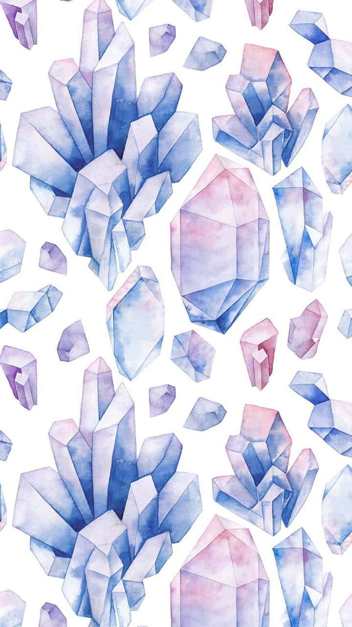 Watercolor Crystals On White Background Wallpaper