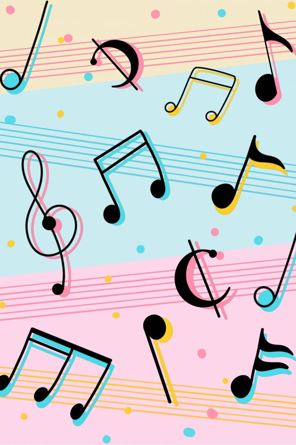 Pastel Cute Music Symbol Doodle Wallpaper