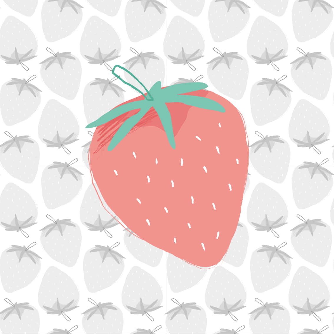 Pastel Cute Strawberry Against Grey Wallpaper