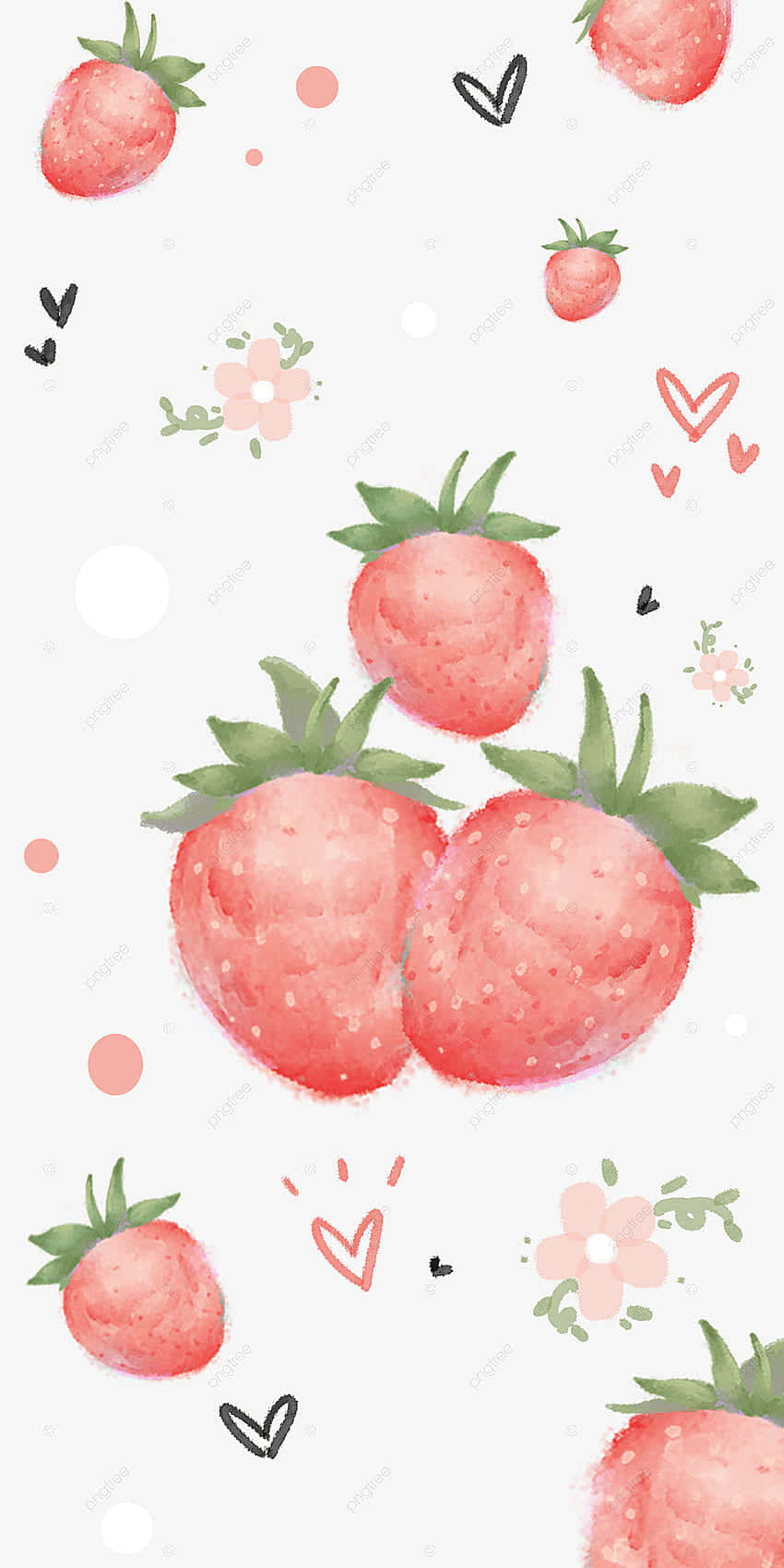 Delightful Pastel Strawberry Endearing Hearts Art Wallpaper