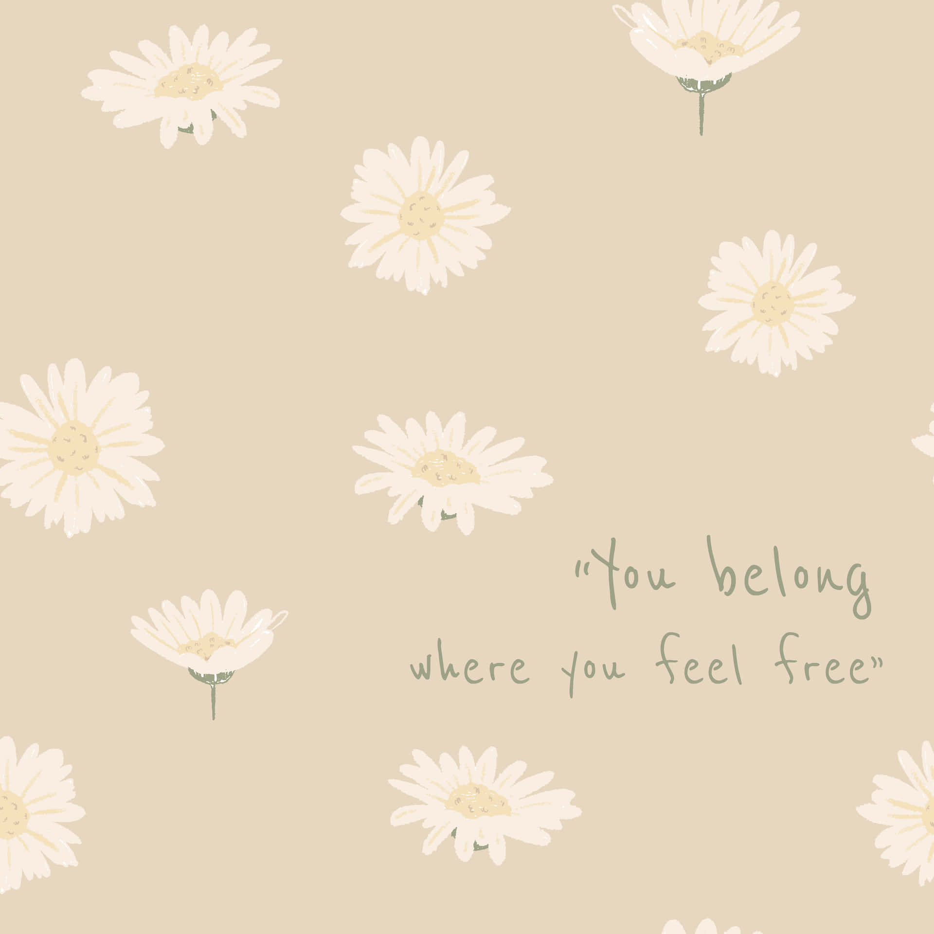 Pastel Daisy Freedom Quote Wallpaper