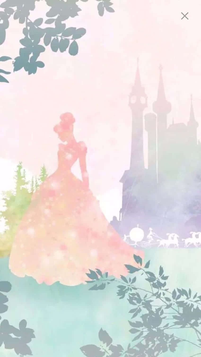 A Pink Princess In A Pink Dress Is Standing In The Water Wallpaper