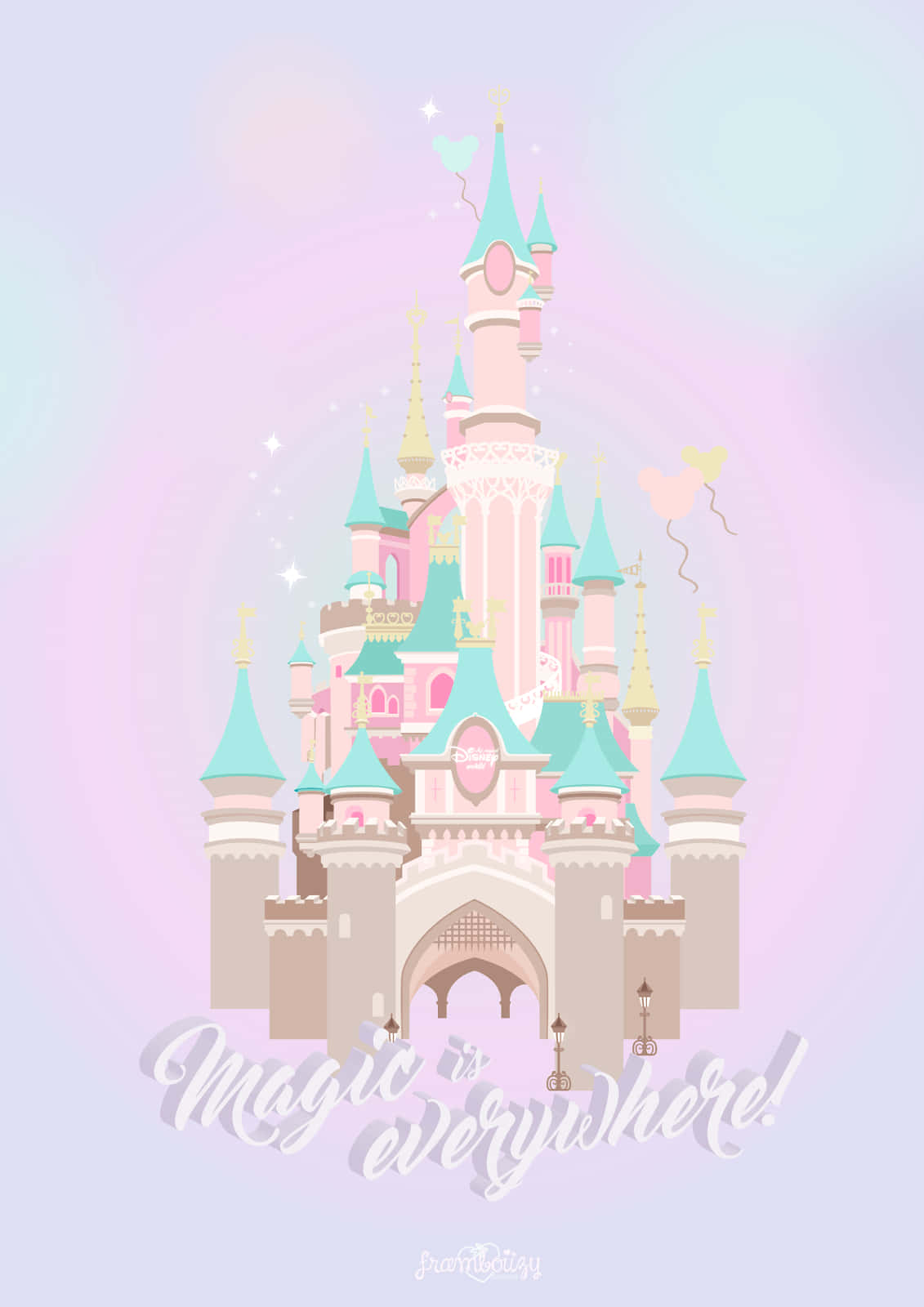 Enjoy the dreamy, whimsical world of Disney with this lovely pastel rendition of its beloved characters. Wallpaper