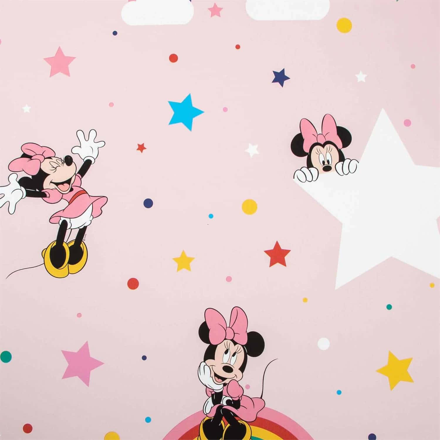 Minnie Mouse og hendes venner er på et pink baggrund Wallpaper