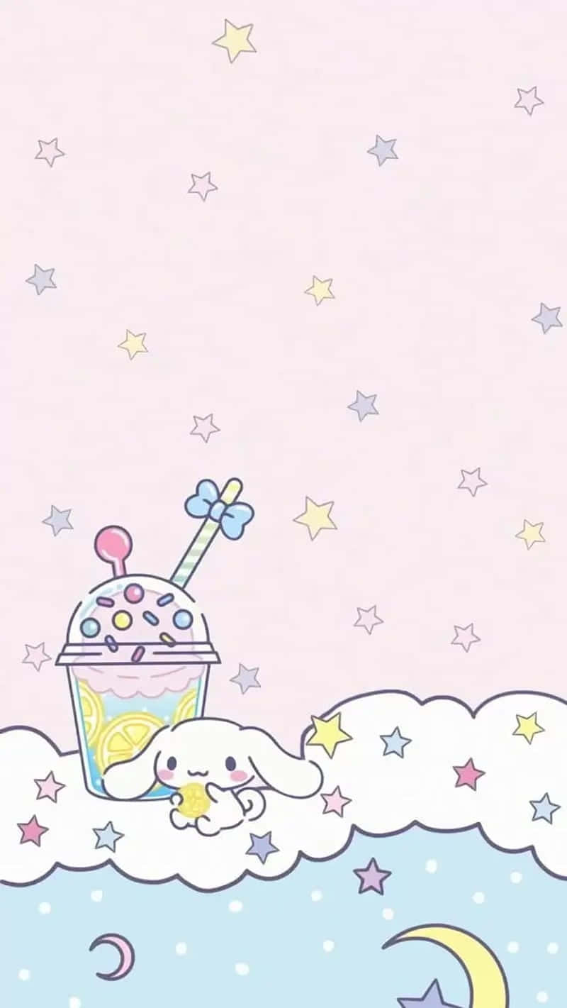 Pastel Dreamland_ Cute Character With Milkshake Wallpaper