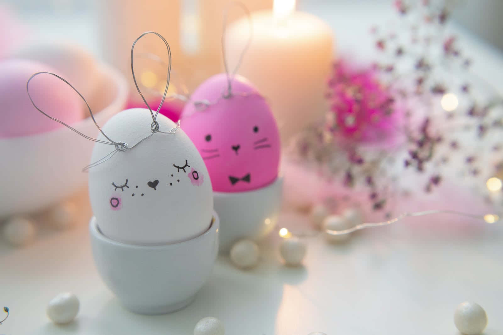 Easter Eggs With Bunny Faces On Them Wallpaper
