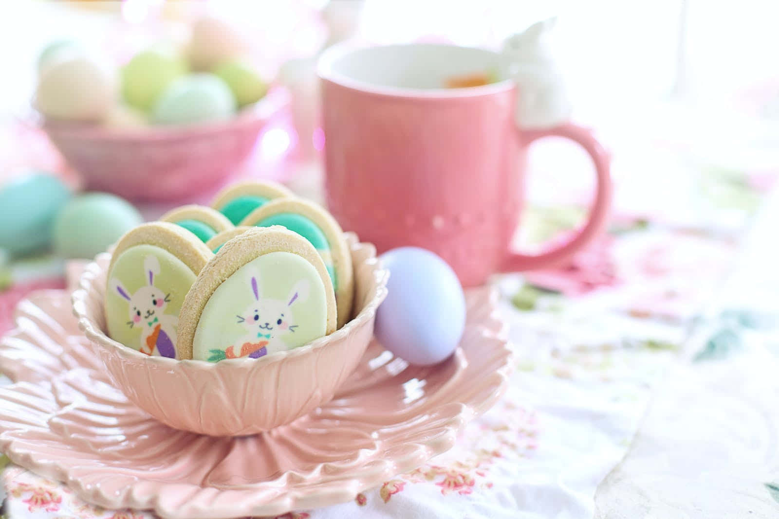 Easter Cookies With A Cup Of Coffee Wallpaper