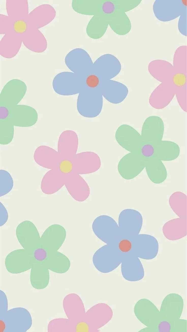 Latar Belakang Polkadot Bunga Pastel Wallpaper