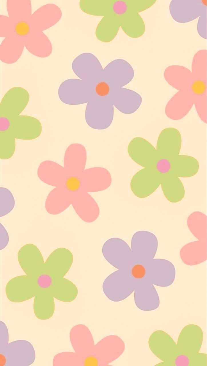 Pastel Floral Pattern Preppy Aesthetic Wallpaper