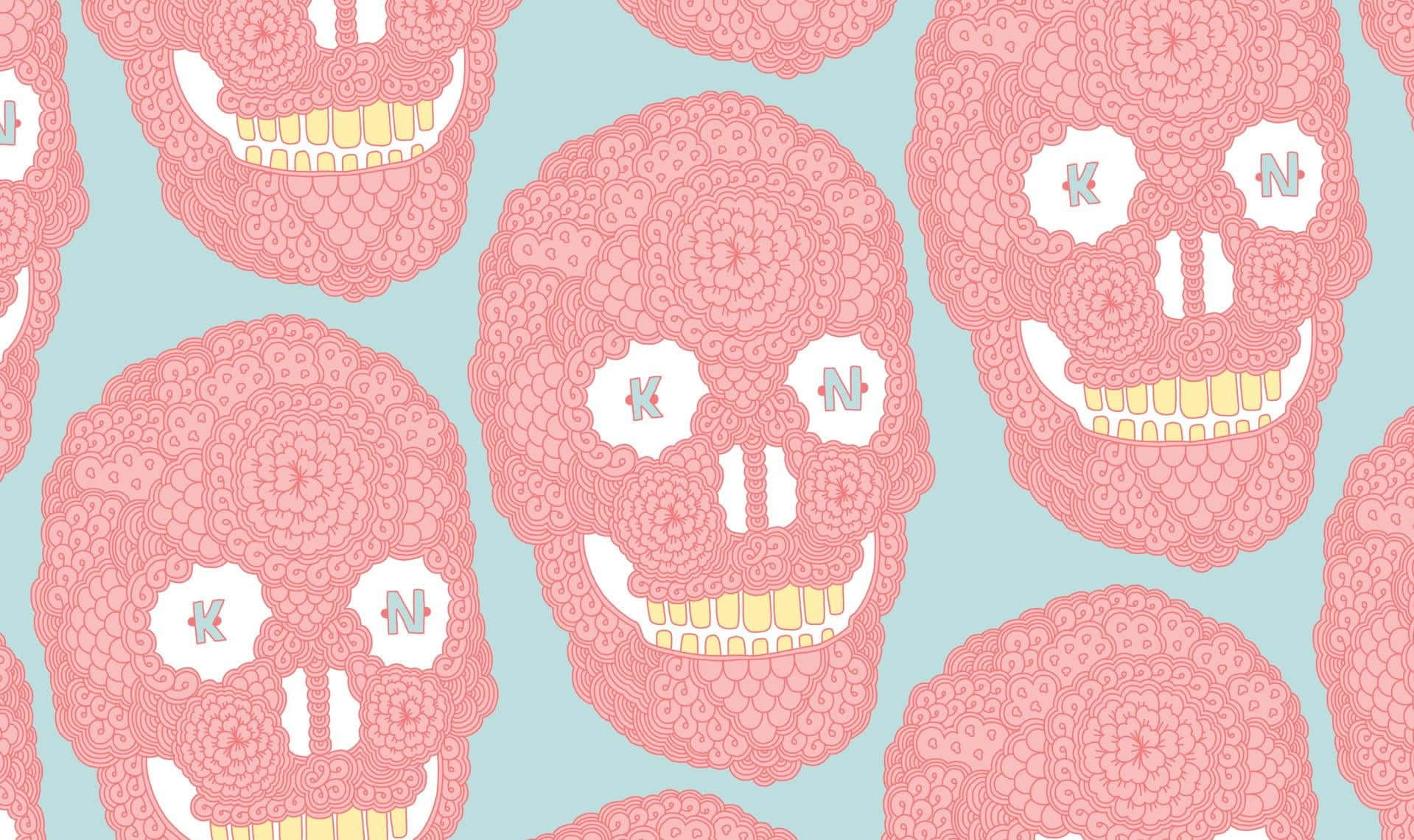 Pastel Bloem Skull Patroon Achtergrond