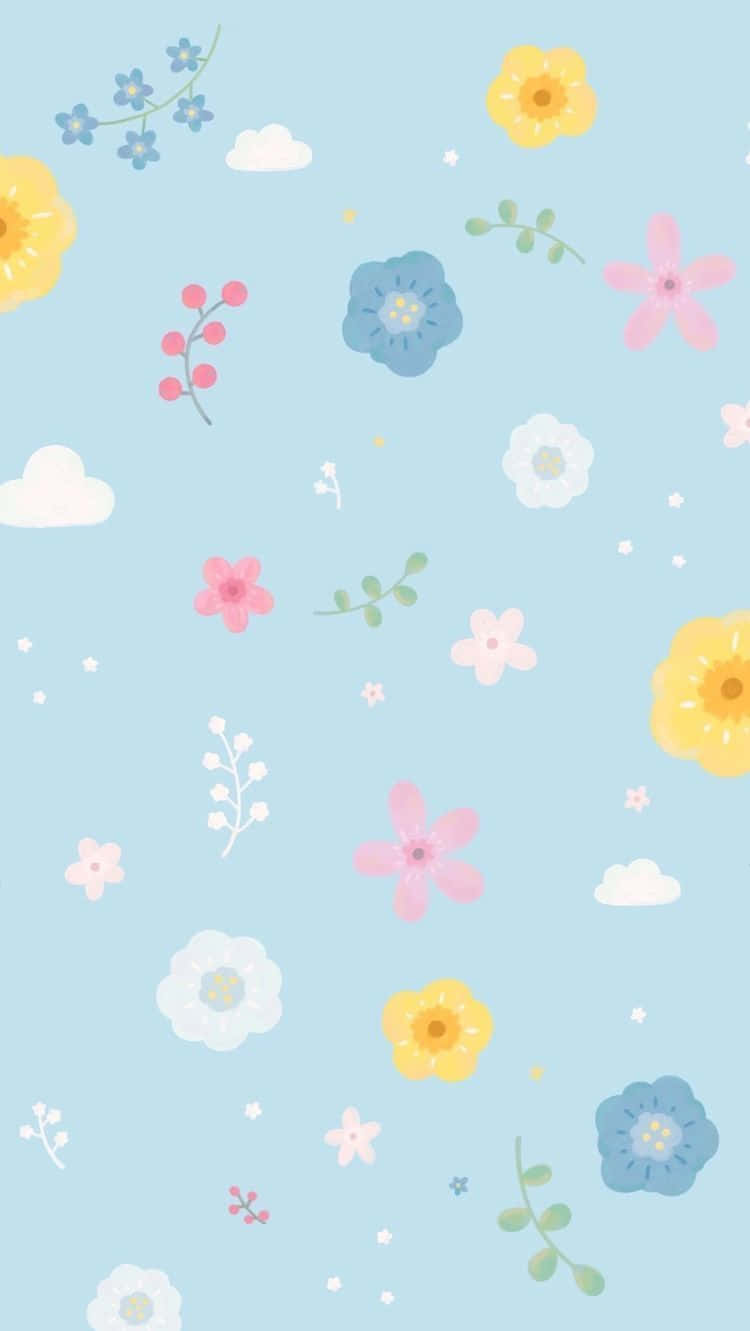 Pastel Floral Sky Pattern Wallpaper