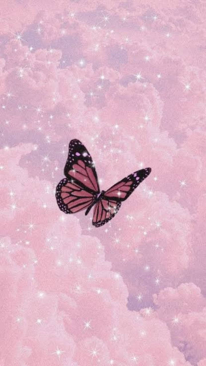Pastel Galaxy With Butterfly Wallpaper