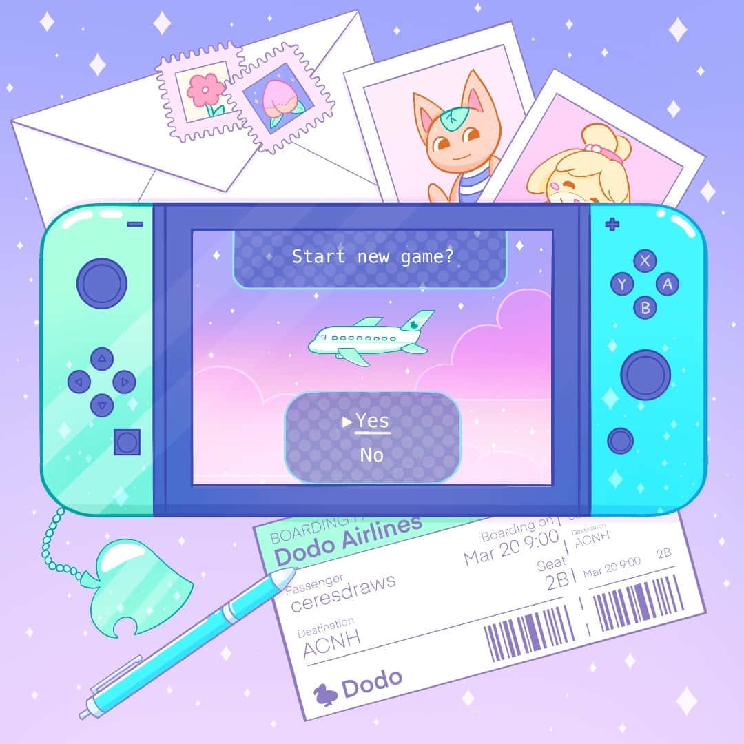 Pastel Gamer Girl Aestheticwith Handheld Console Wallpaper