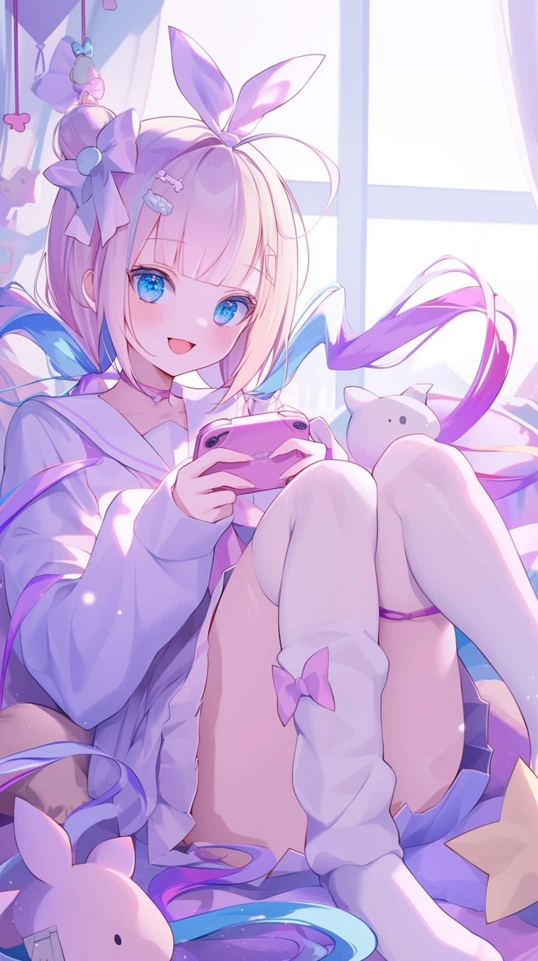 Pastel Gamer Girl Anime Artwork Wallpaper