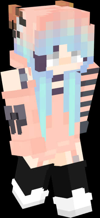 Pastel Gamer Girl Minecraft Skin PNG