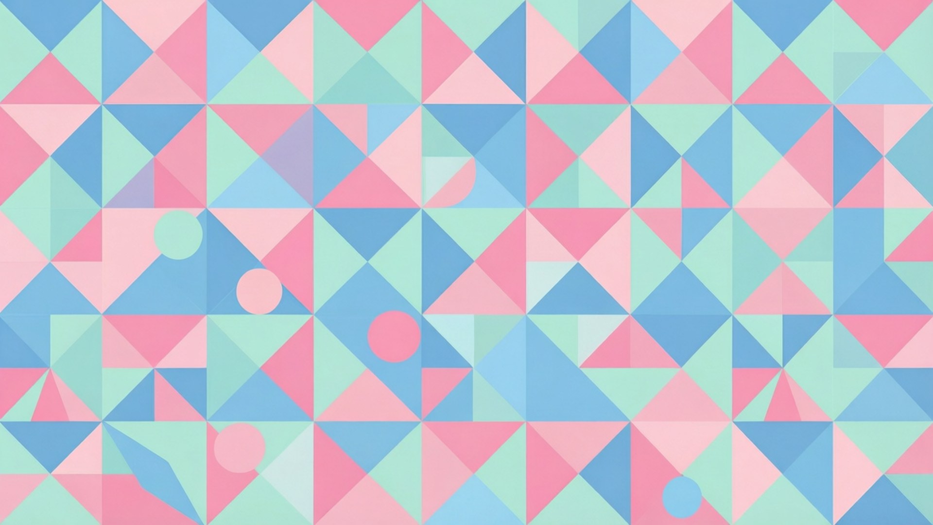 Un moderno motivo geometrico pastello con triangoli e cerchi in colori tenui.