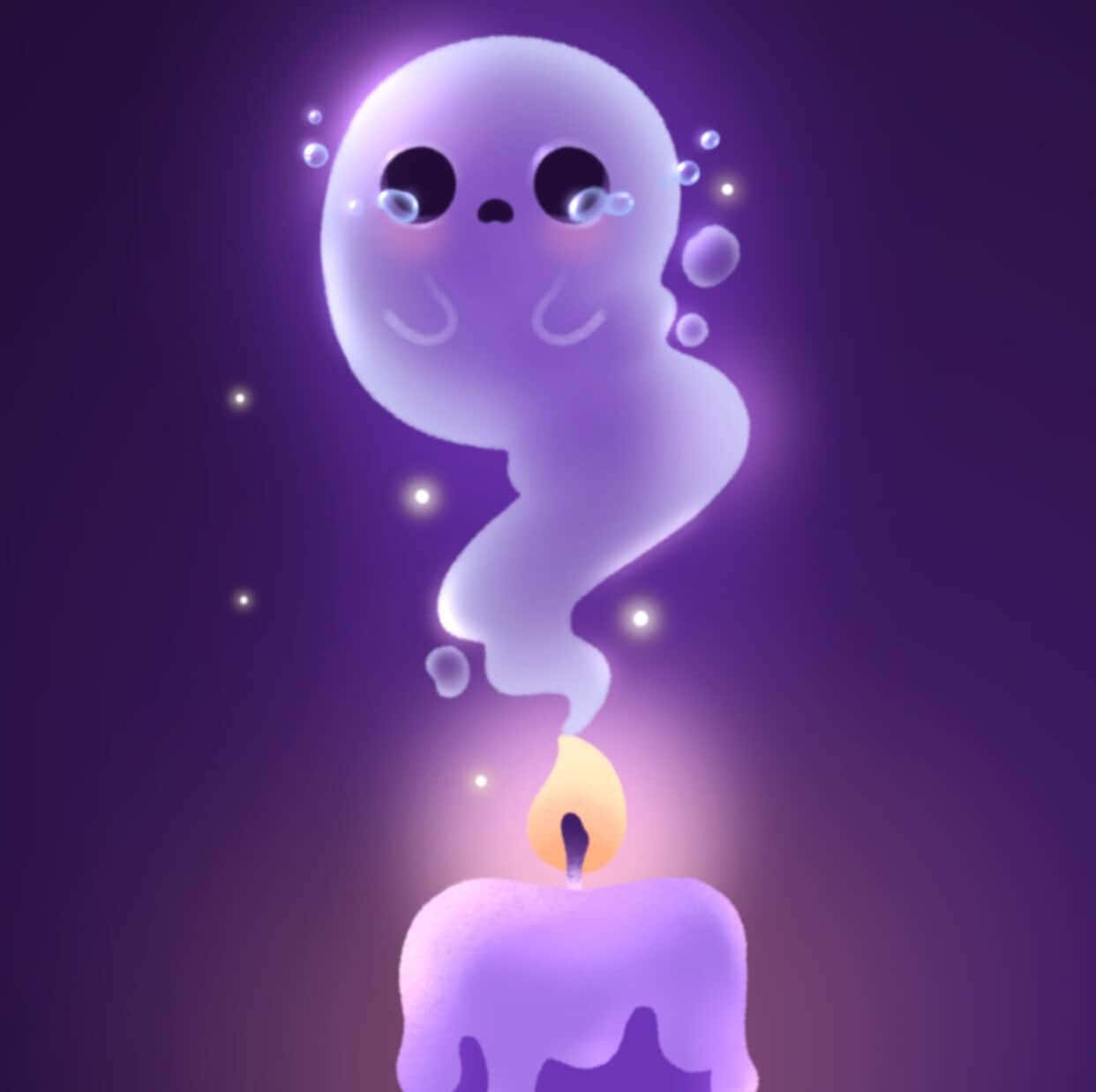 Pastel Ghost Candle Illustration Wallpaper