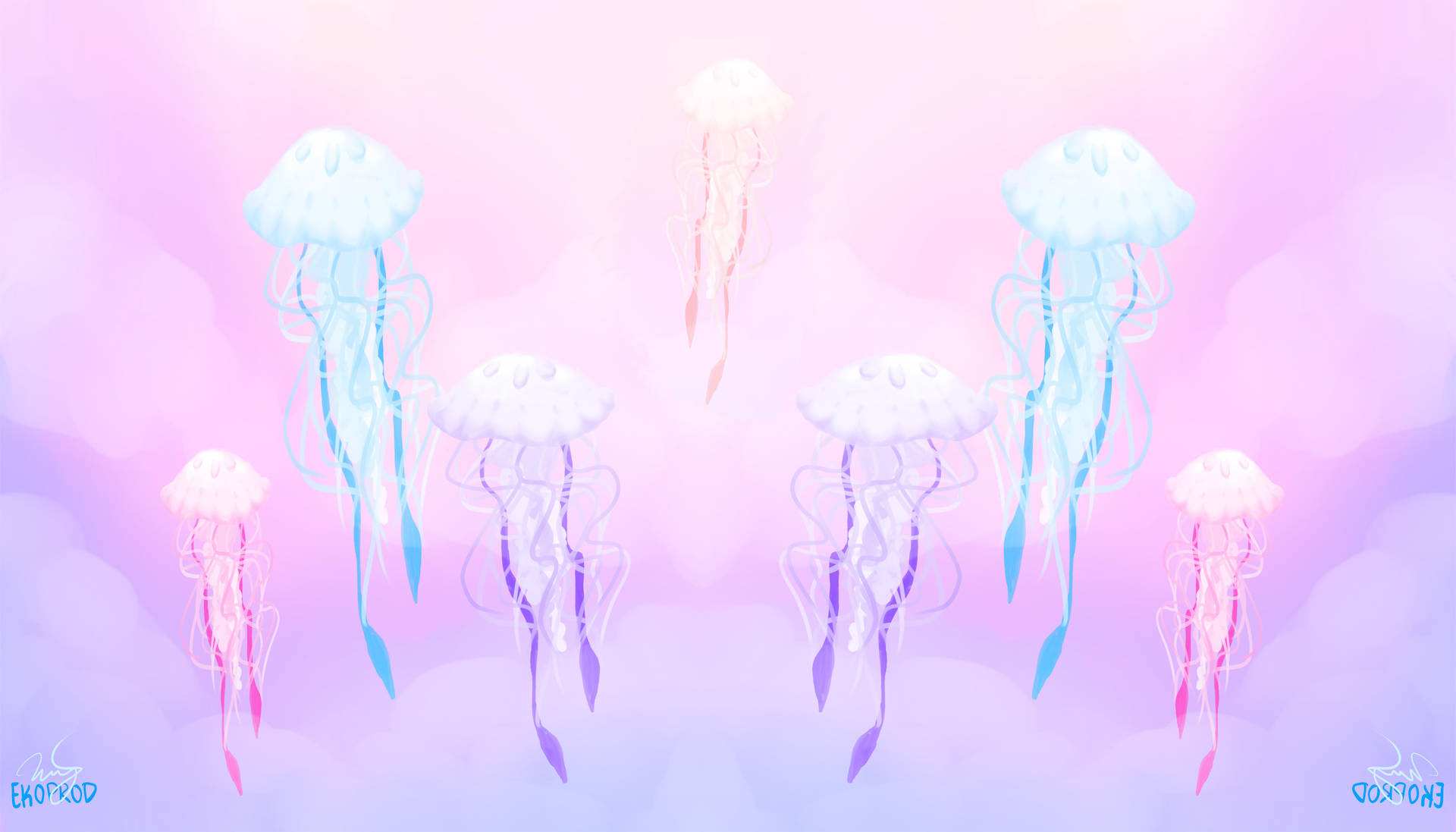 Jellyfish In Pastel Gore Art Wallpaper