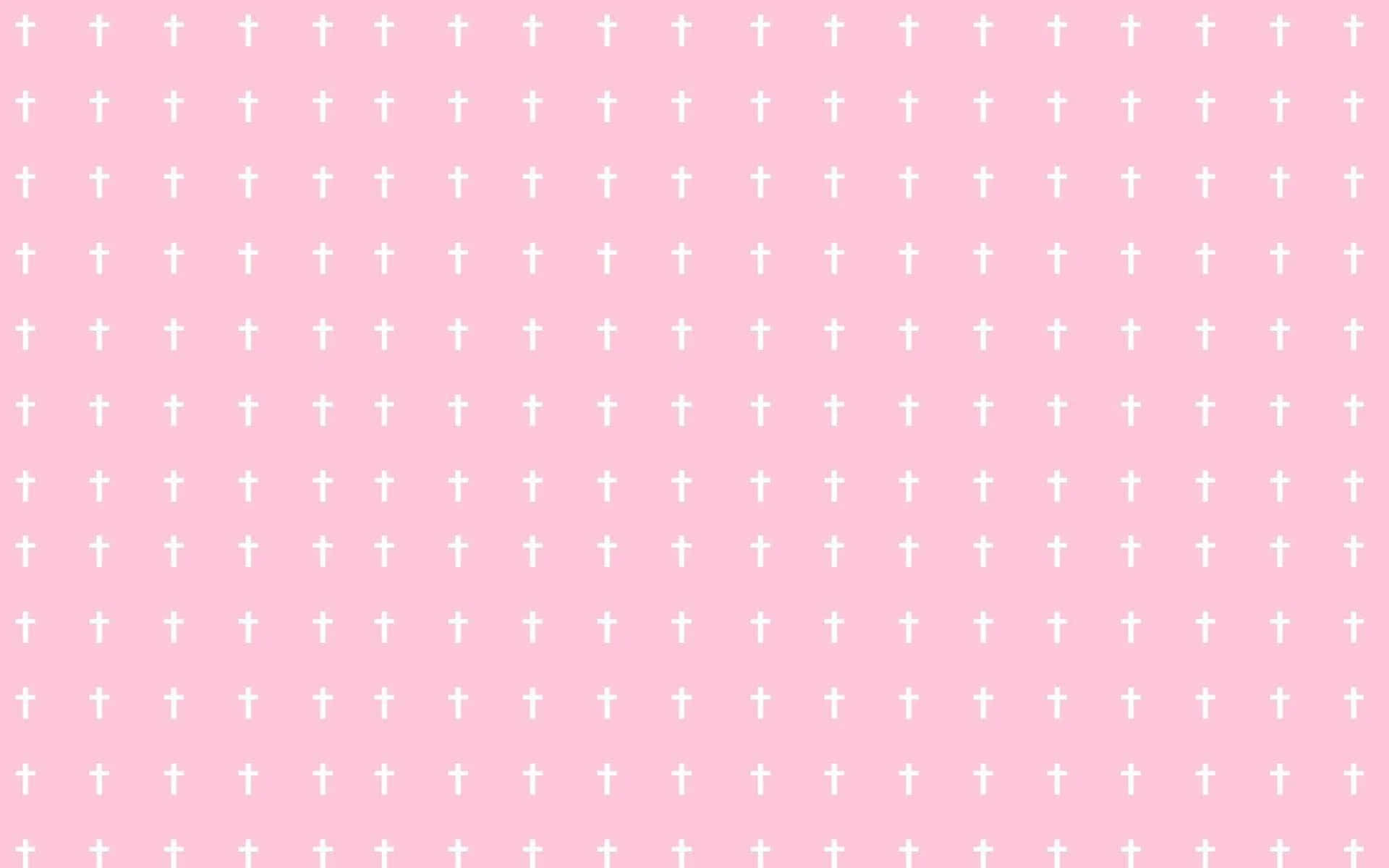 Download A Pink Background With White Crosses On It | Wallpapers.com