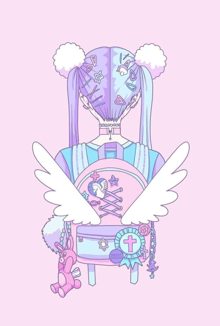Pastel Goth Anime Girl With Lots Of Accessories Wallpaper