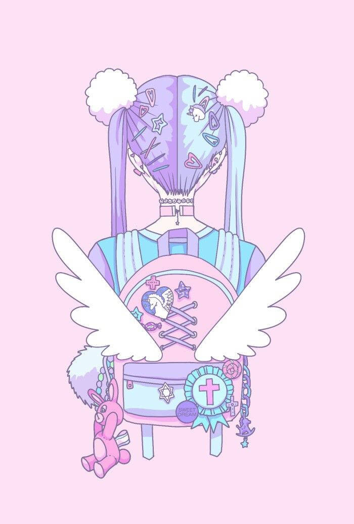Pastel Goth Girl With Backpack Wallpaper